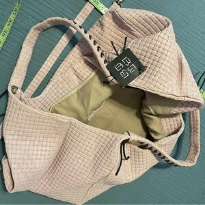 Lucca Baldi over sized leather Italian Blush Pink Woven Shoulder Bag